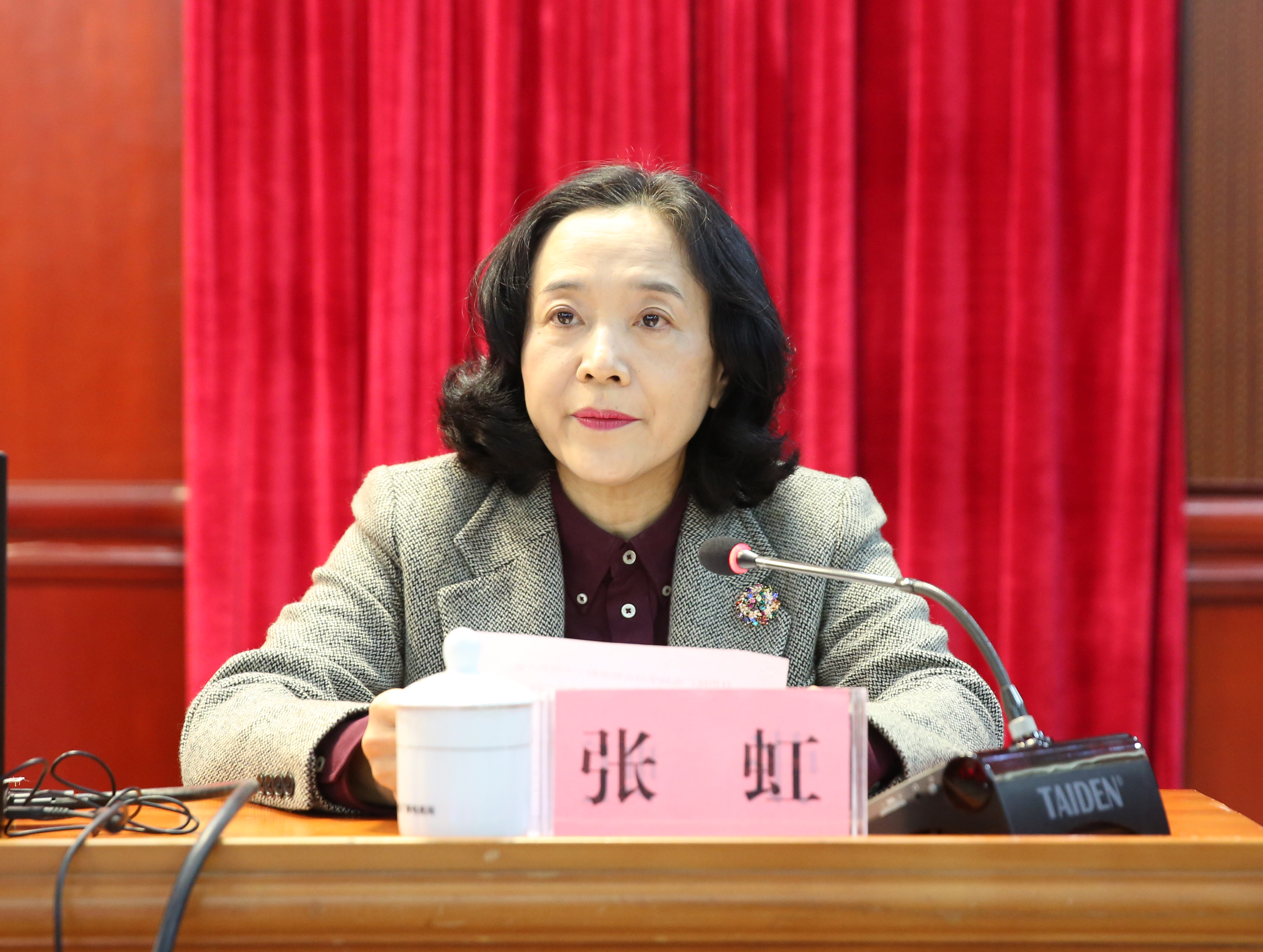 区广电局党组书记,局长,自治区党委宣传部副部长(兼)张虹主持报告会